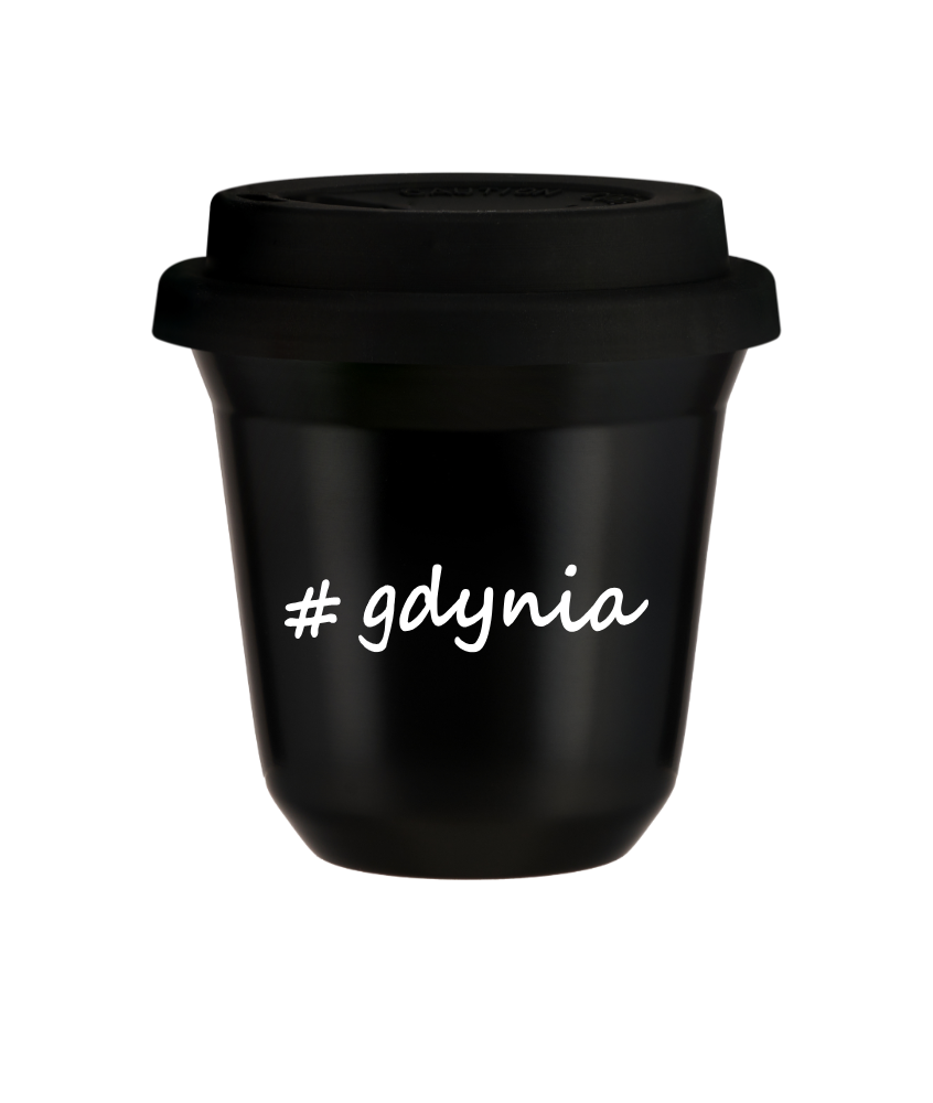 Tasse 150 ml NOIR "Gdynia", avec couvercle noir