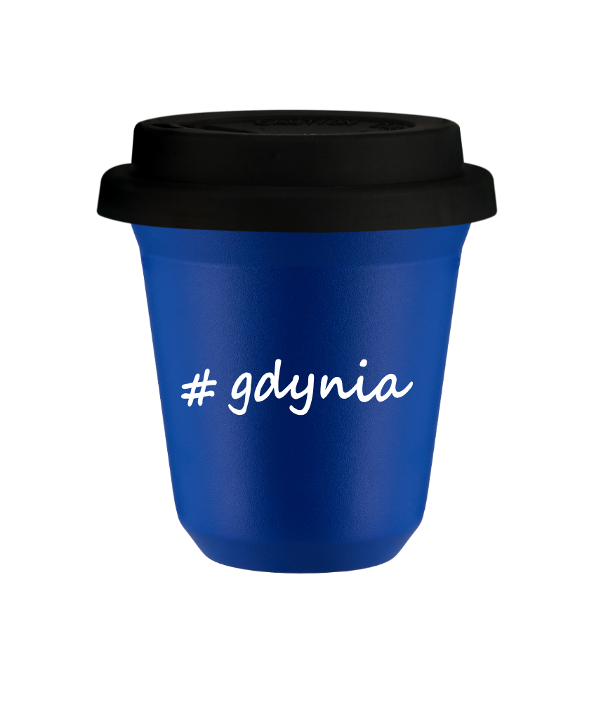 Tasse 80 ml BLEU "Gdynia", avec couvercle noir Tasse 80 ml BLEU "Gdynia", avec couvercle noir