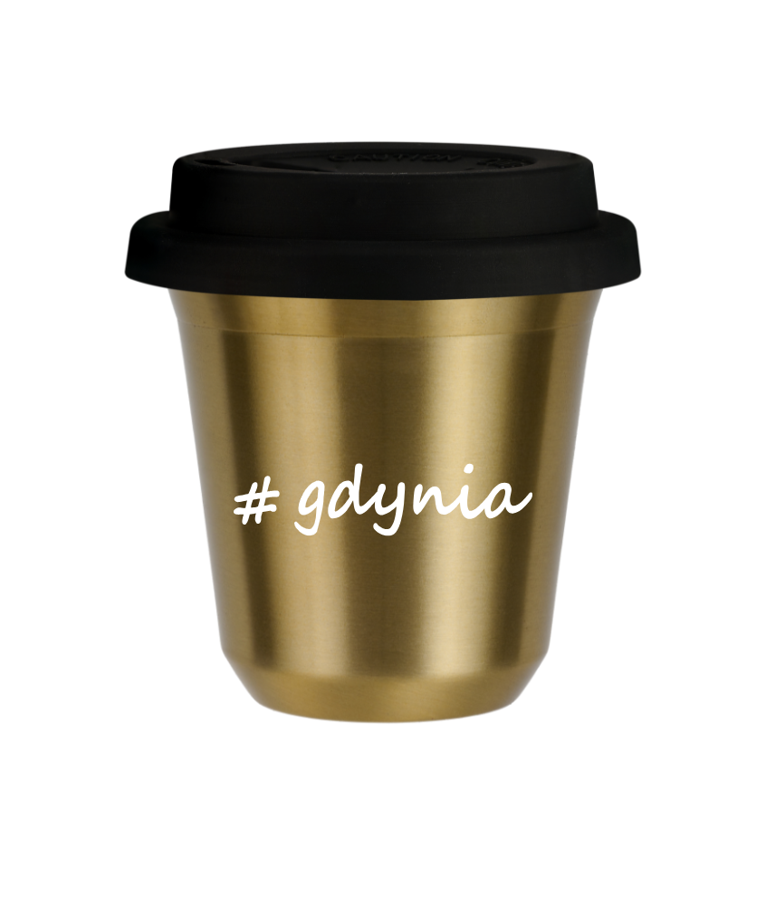 Tasse 150 ml OR "Gdynia", avec couvercle noir Tasse 150 ml OR "Gdynia", avec couvercle noir