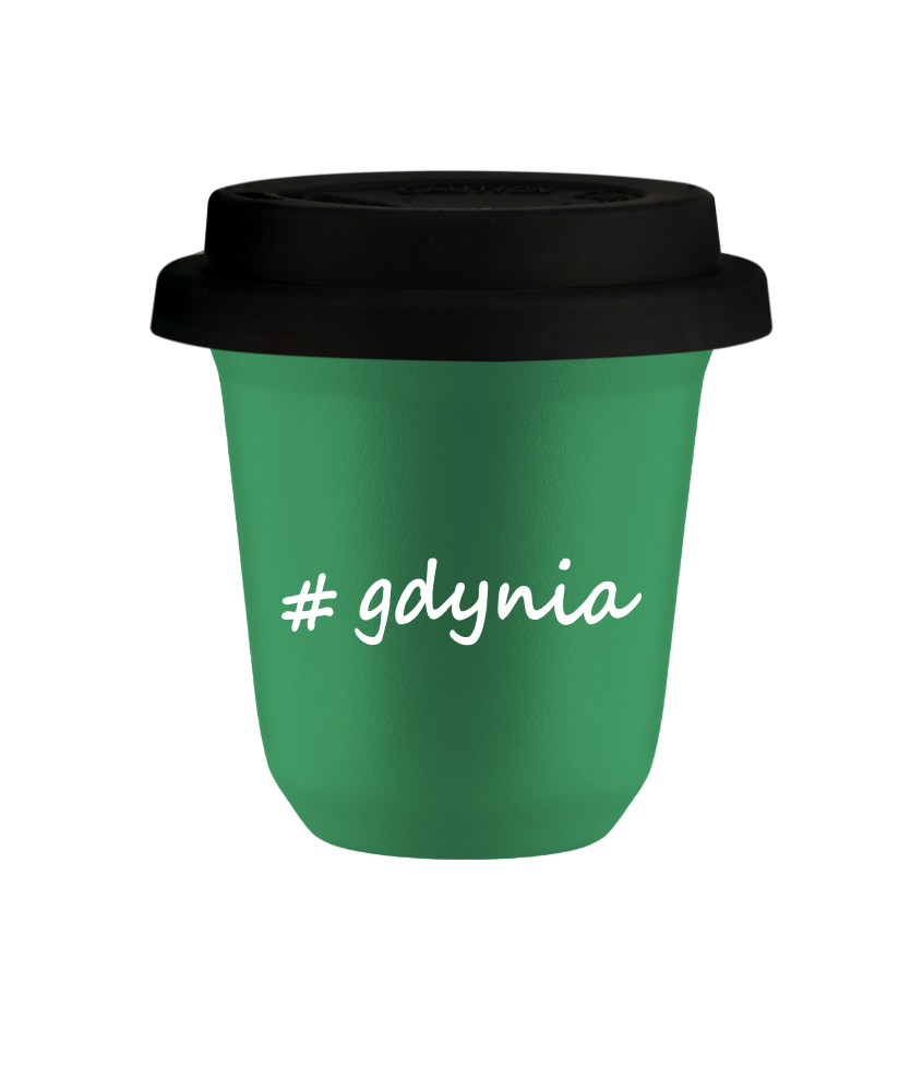 Tasse 150 ml VERT "Gdynia", avec couvercle noir