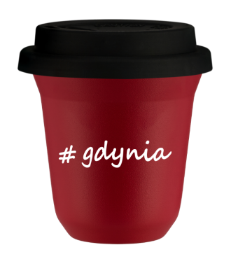 Tasse 240 ml ROUGE "Gdynia", avec couvercle noir Tasse 240 ml ROUGE "Gdynia", avec couvercle noir