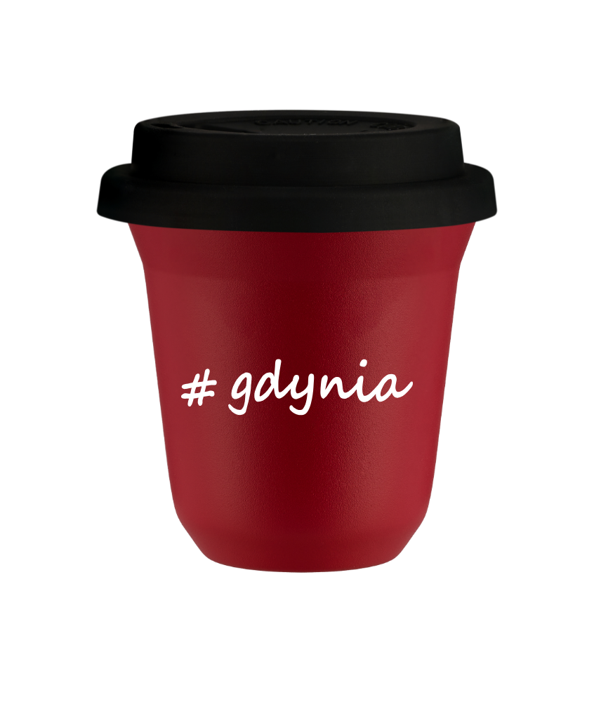 Tasse 240 ml ROUGE "Gdynia", avec couvercle noir Tasse 240 ml ROUGE "Gdynia", avec couvercle noir