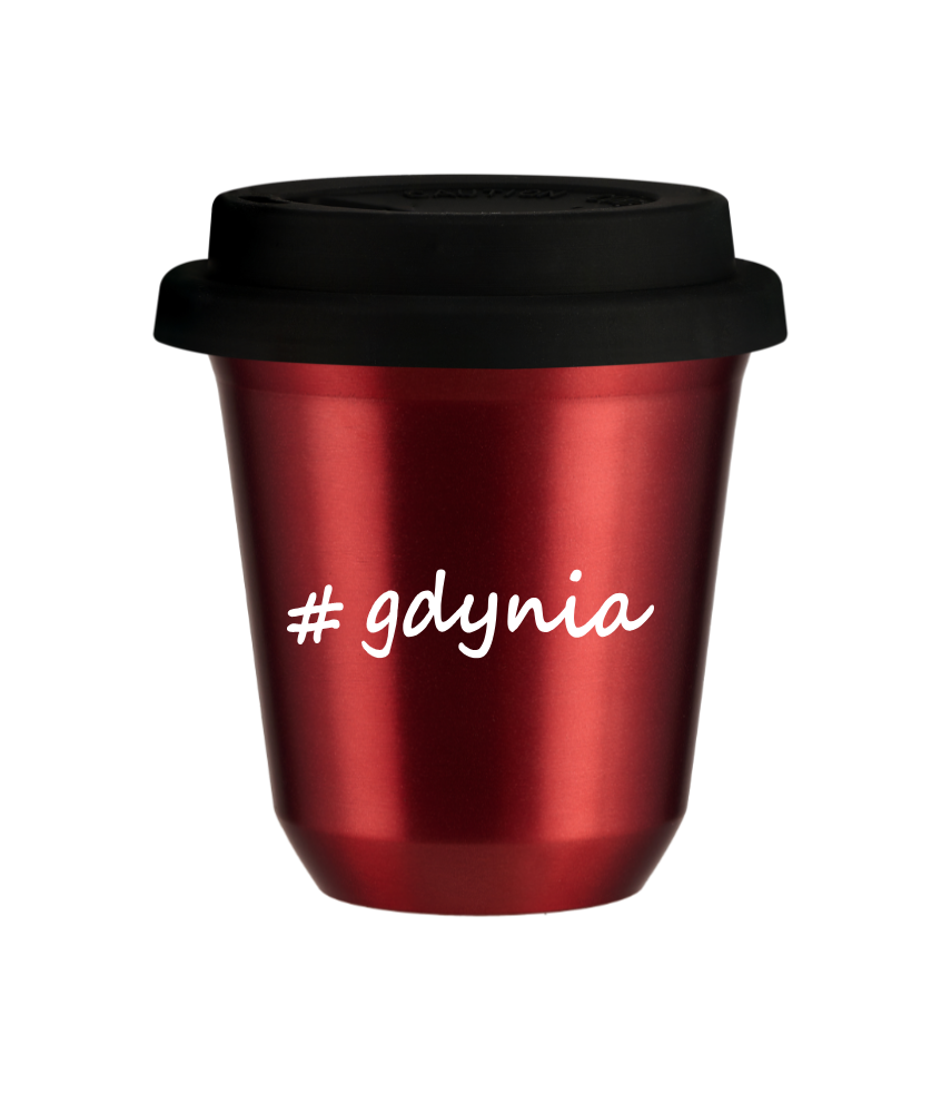 Tasse 80 ml ROUGE MÉTALLIQUE "Gdynia", avec couvercle noir Tasse 80 ml ROUGE MÉTALLIQUE "Gdynia", avec couvercle noir