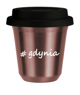 Tasse 240 ml OR ROSE "Gdynia", avec couvercle noir Tasse 240 ml OR ROSE "Gdynia", avec couvercle noir