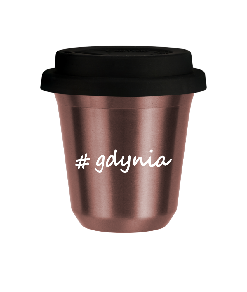 Tasse 240 ml OR ROSE "Gdynia", avec couvercle noir Tasse 240 ml OR ROSE "Gdynia", avec couvercle noir