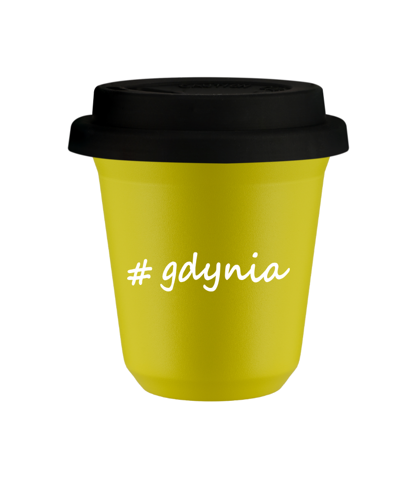 Tasse 80 ml JAUNE "Gdynia", avec couvercle noir Tasse 80 ml JAUNE "Gdynia", avec couvercle noir