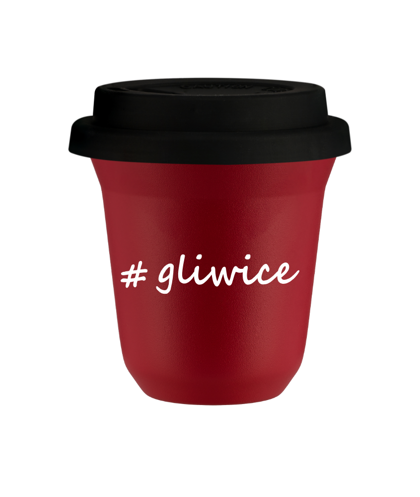 Tasse 150 ml ROUGE "Gliwice", avec couvercle noir