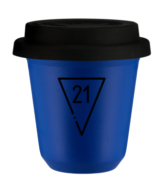 Tasse 80 ml BLEU "21", avec couvercle noir Tasse 80 ml BLEU "21", avec couvercle noir