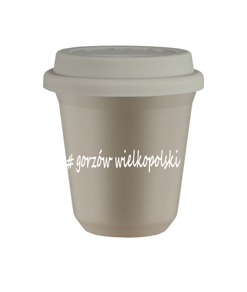Tasse 240 ml BEIGE "Gorzów Wielkopolski", avec couvercle blanc Tasse 240 ml BEIGE "Gorzów Wielkopolski", avec couvercle blanc
