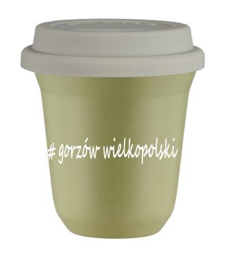 Tasse 80 ml PISTACHE "Gorzów Wielkopolski", avec couvercle blanc Tasse 80 ml PISTACHE "Gorzów Wielkopolski", avec couvercle blanc
