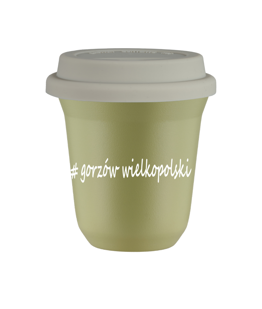 Tasse 150 ml PISTACHE "Gorzów Wielkopolski", avec couvercle blanc Tasse 150 ml PISTACHE "Gorzów Wielkopolski", avec couvercle blanc