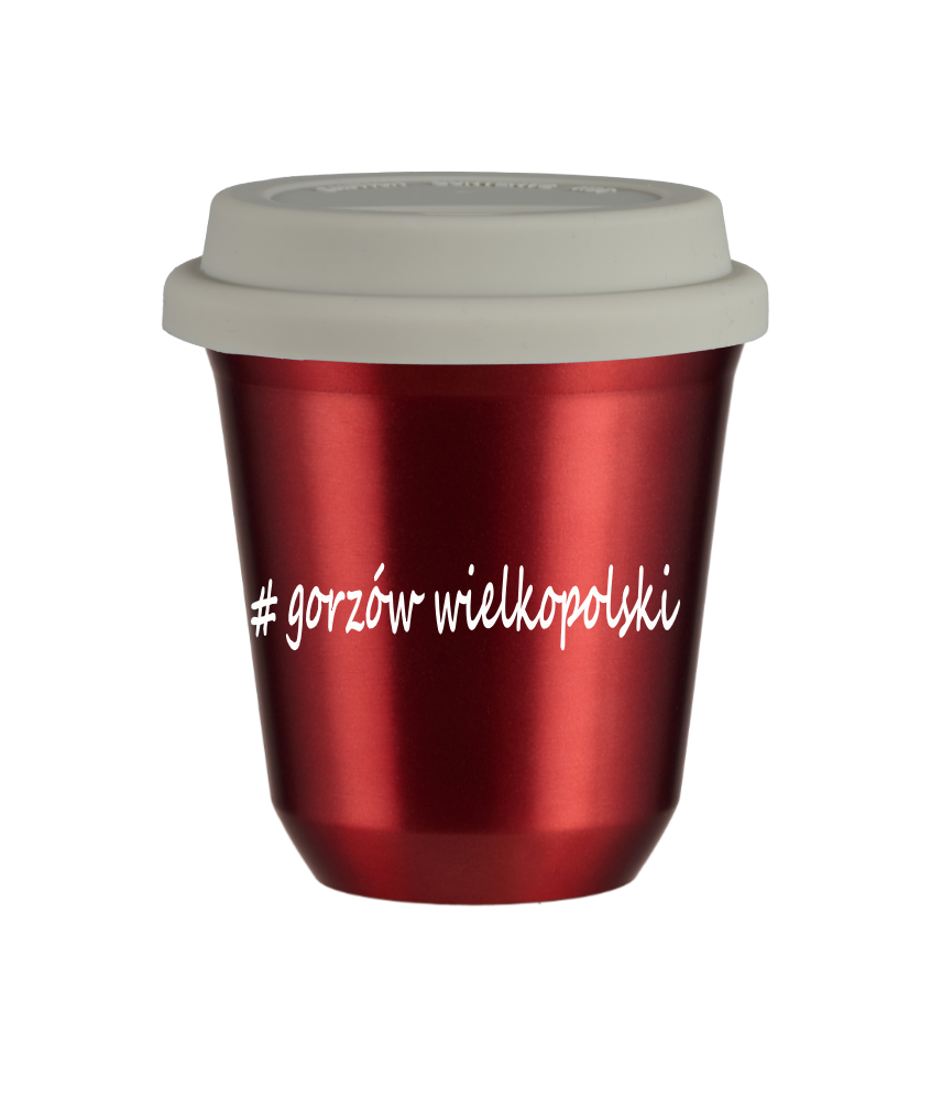 Tasse 80 ml ROUGE MÉTALLIQUE "Gorzów Wielkopolski", avec couvercle blanc Tasse 80 ml ROUGE MÉTALLIQUE "Gorzów Wielkopolski", avec couvercle blanc