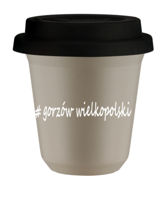 Tasse 240 ml BEIGE "Gorzów Wielkopolski", avec couvercle noir Tasse 240 ml BEIGE "Gorzów Wielkopolski", avec couvercle noir