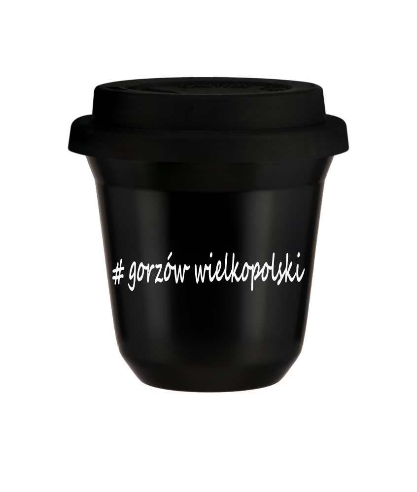 Tasse 240 ml NOIR "Gorzów Wielkopolski", avec couvercle noir Tasse 240 ml NOIR "Gorzów Wielkopolski", avec couvercle noir
