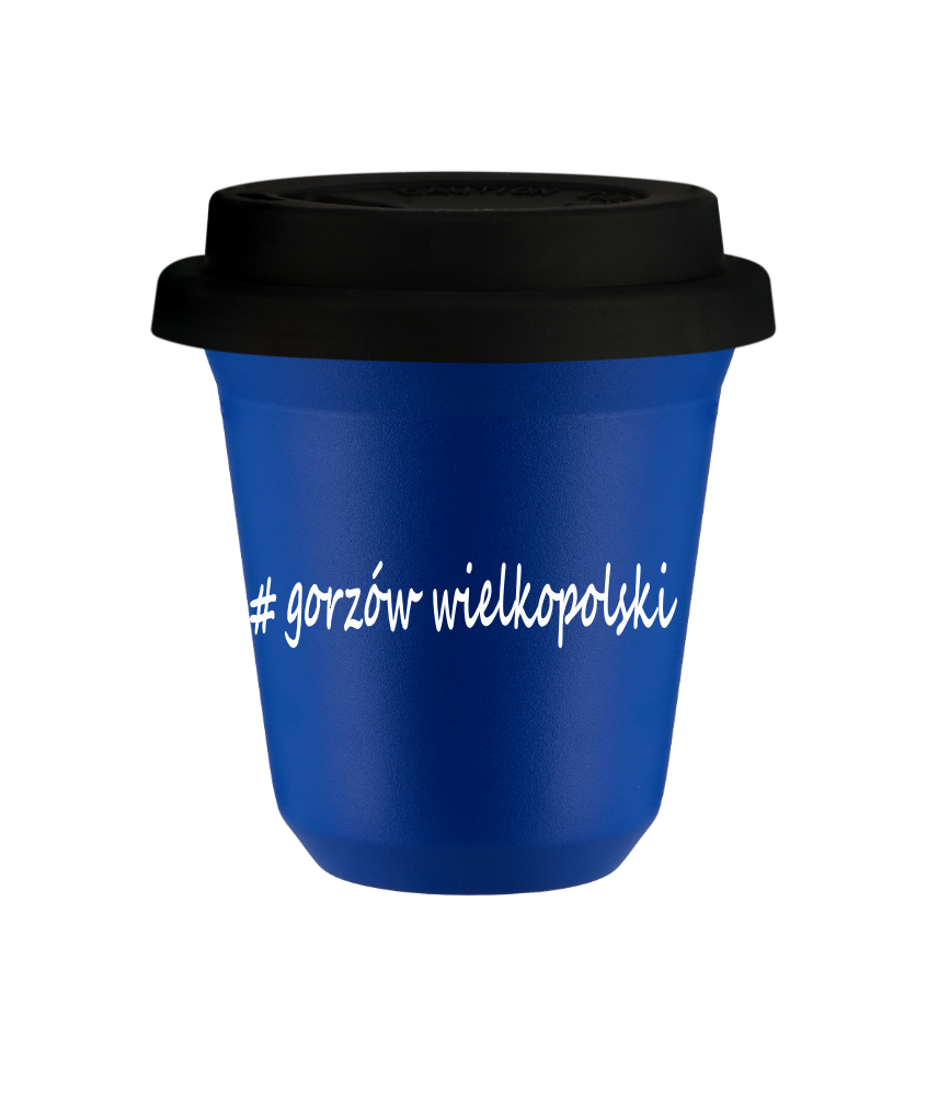 Tasse 80 ml BLEU "Gorzów Wielkopolski", avec couvercle noir Tasse 80 ml BLEU "Gorzów Wielkopolski", avec couvercle noir