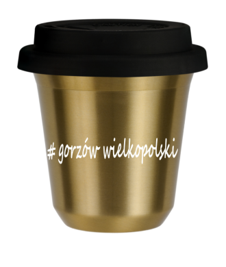 Tasse 240 ml OR "Gorzów Wielkopolski", avec couvercle noir Tasse 240 ml OR "Gorzów Wielkopolski", avec couvercle noir