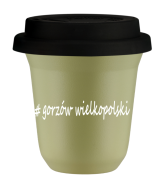Tasse 240 ml PISTACHE "Gorzów Wielkopolski", avec couvercle noir Tasse 240 ml PISTACHE "Gorzów Wielkopolski", avec couvercle noir