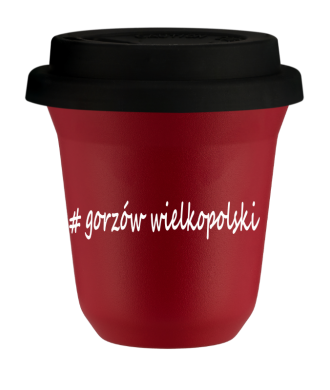 Tasse 150 ml ROUGE "Gorzów Wielkopolski", avec couvercle noir Tasse 150 ml ROUGE "Gorzów Wielkopolski", avec couvercle noir