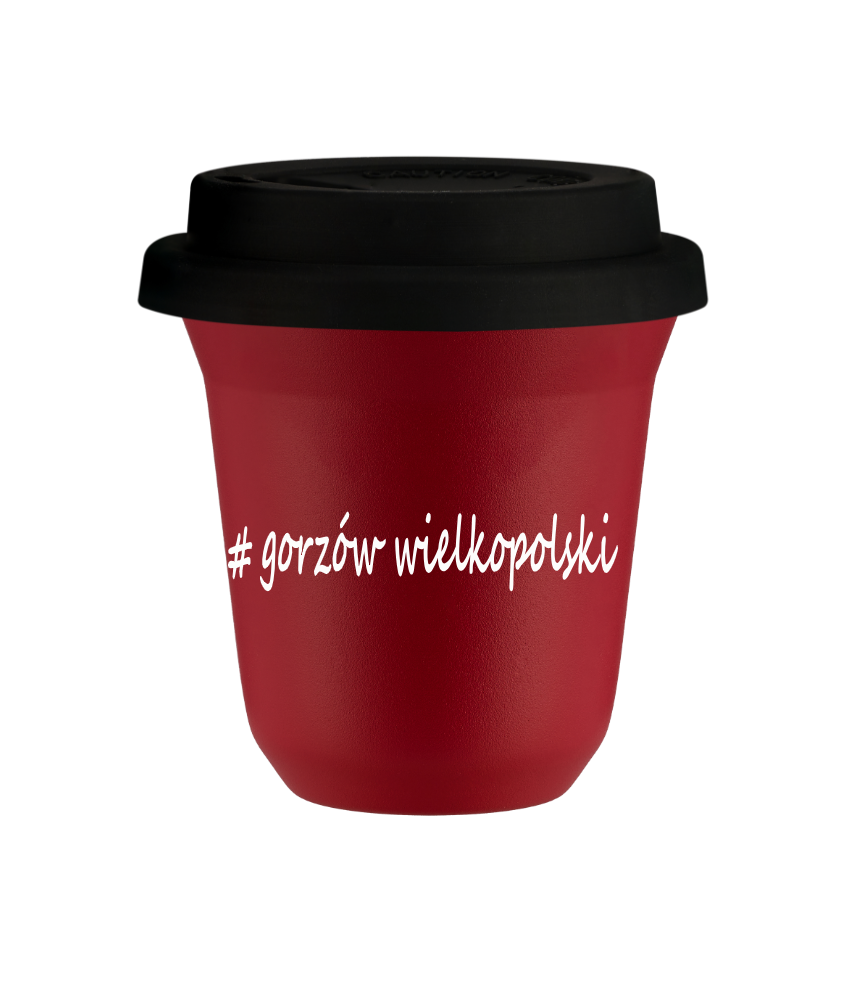 Tasse 240 ml ROUGE "Gorzów Wielkopolski", avec couvercle noir Tasse 240 ml ROUGE "Gorzów Wielkopolski", avec couvercle noir