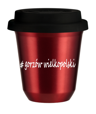 Tasse 240 ml ROUGE MÉTALLIQUE "Gorzów Wielkopolski", avec couvercle noir Tasse 240 ml ROUGE MÉTALLIQUE "Gorzów Wielkopolski", avec couvercle noir