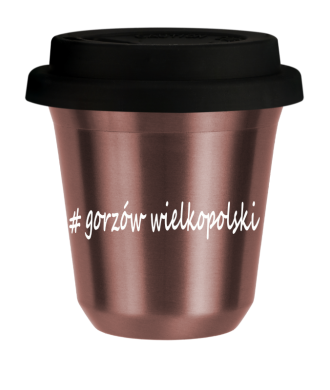 Tasse 150 ml OR ROSE "Gorzów Wielkopolski", avec couvercle noir Tasse 150 ml OR ROSE "Gorzów Wielkopolski", avec couvercle noir