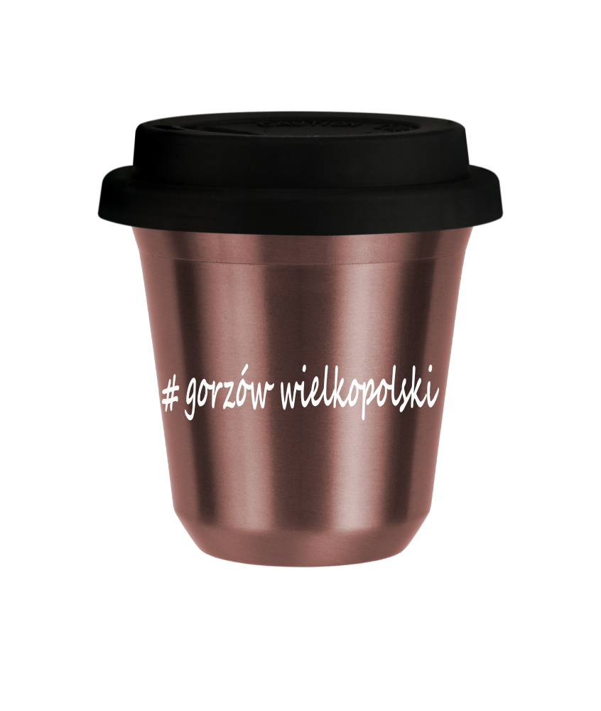 Tasse 150 ml OR ROSE "Gorzów Wielkopolski", avec couvercle noir Tasse 150 ml OR ROSE "Gorzów Wielkopolski", avec couvercle noir