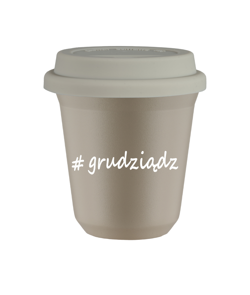 Tasse 240 ml BEIGE "Grudziądz", avec couvercle blanc Tasse 240 ml BEIGE "Grudziądz", avec couvercle blanc