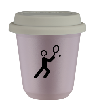 Tasse 80 ml LAVANDE "Tennis 1 (noir)", avec couvercle blanc Tasse 80 ml LAVANDE "Tennis 1 (noir)", avec couvercle blanc