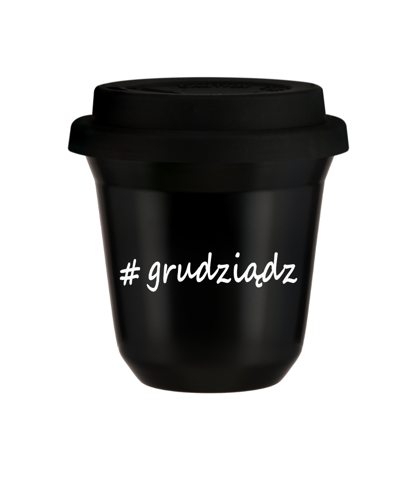 Tasse 240 ml NOIR "Grudziądz", avec couvercle noir