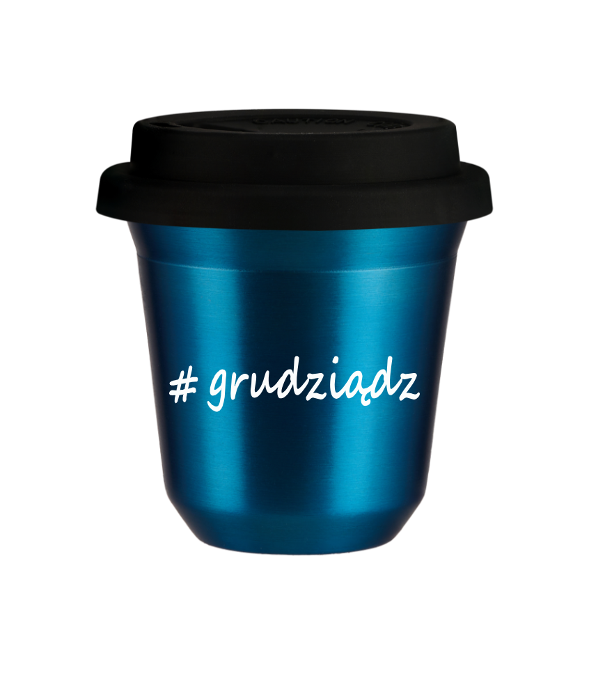 Tasse 240 ml BLEU MÉTALLIQUE "Grudziądz", avec couvercle noir Tasse 240 ml BLEU MÉTALLIQUE "Grudziądz", avec couvercle noir