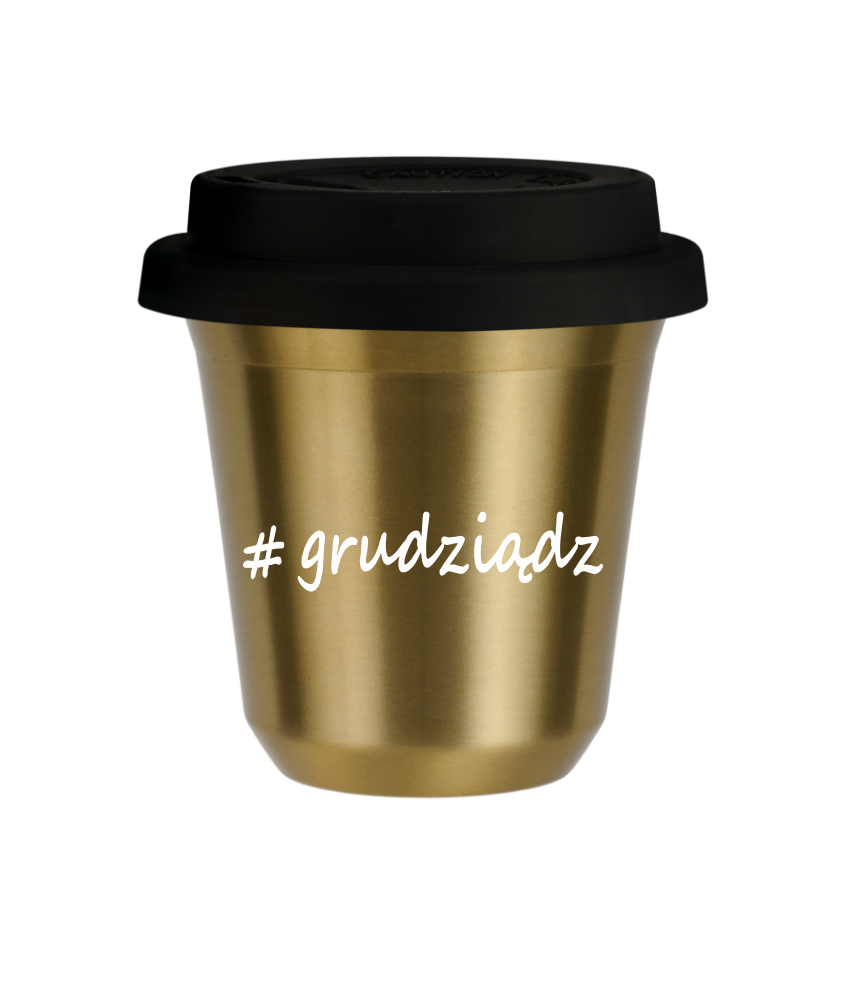 Tasse 80 ml OR "Grudziądz", avec couvercle noir