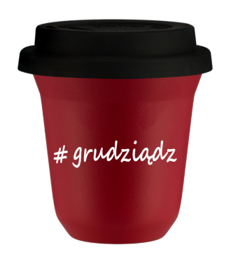 Tasse 150 ml ROUGE "Grudziądz", avec couvercle noir Tasse 150 ml ROUGE "Grudziądz", avec couvercle noir