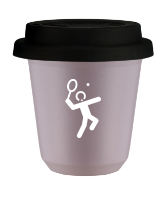 Tasse 80 ml LAVANDE "Tennis 2 (blanc)", avec couvercle noir Tasse 80 ml LAVANDE "Tennis 2 (blanc)", avec couvercle noir