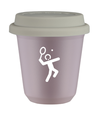 Tasse 80 ml LAVANDE "Tennis 2 (blanc)", avec couvercle blanc Tasse 80 ml LAVANDE "Tennis 2 (blanc)", avec couvercle blanc