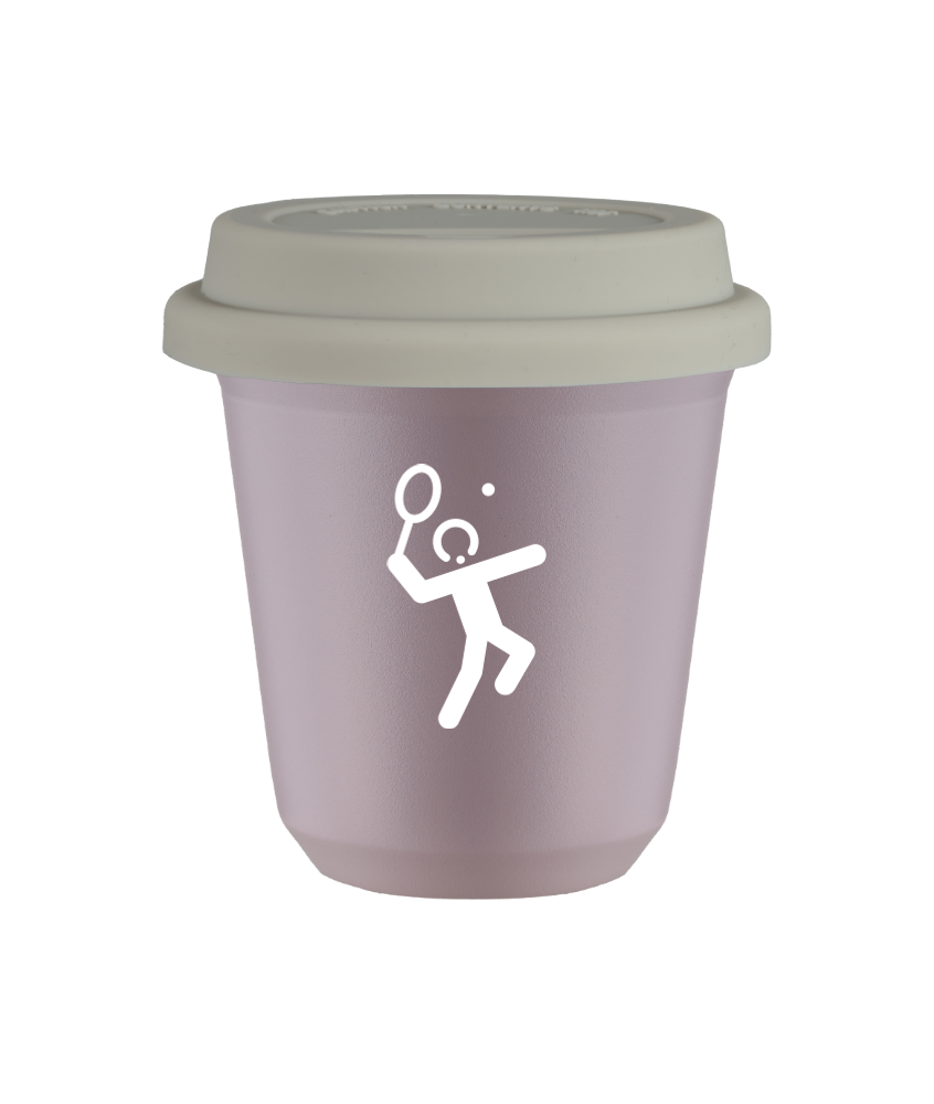 Tasse 80 ml LAVANDE "Tennis 2 (blanc)", avec couvercle blanc
