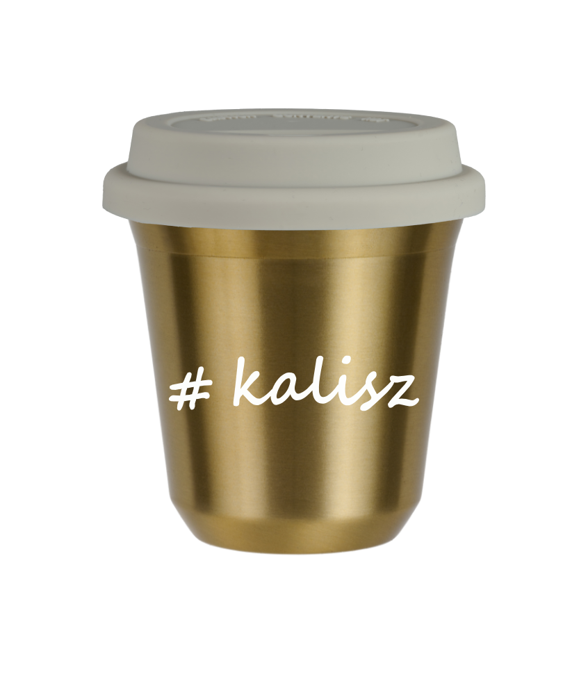 Tasse 80 ml OR "Kalisz", avec couvercle blanc Tasse 80 ml OR "Kalisz", avec couvercle blanc