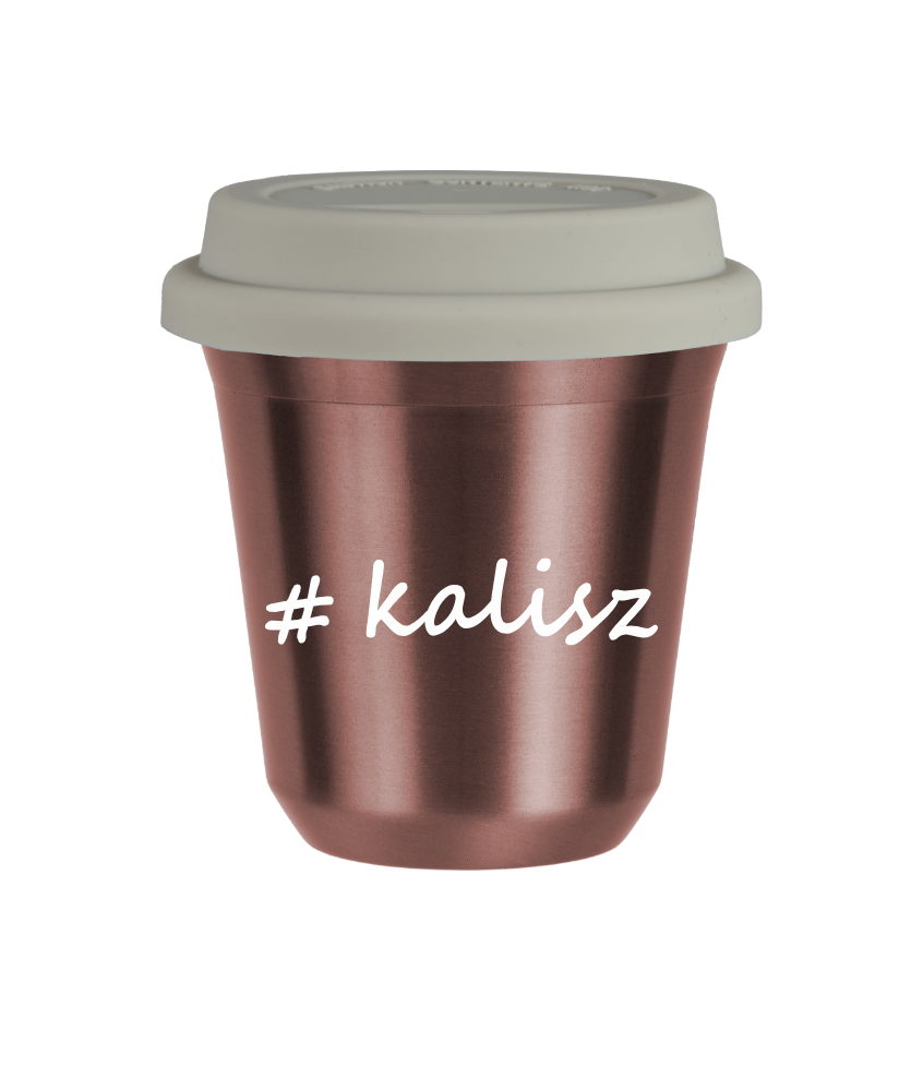 Tasse 80 ml OR ROSE "Kalisz", avec couvercle blanc Tasse 80 ml OR ROSE "Kalisz", avec couvercle blanc