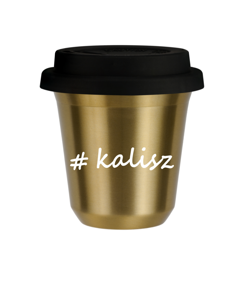 Tasse 80 ml OR "Kalisz", avec couvercle noir Tasse 80 ml OR "Kalisz", avec couvercle noir