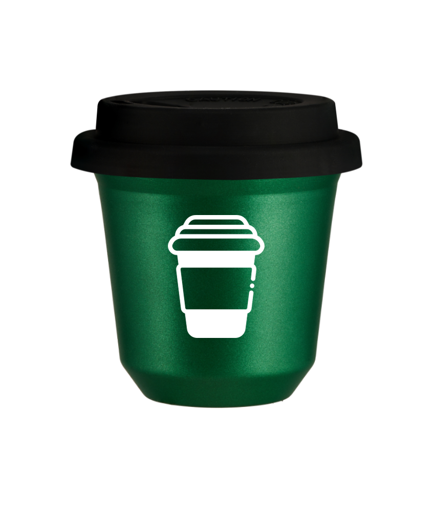 Tasse 80 ml VERT MÉTALLIQUE, avec couvercle noir