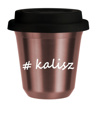 Tasse 240 ml OR ROSE "Kalisz", avec couvercle noir Tasse 240 ml OR ROSE "Kalisz", avec couvercle noir