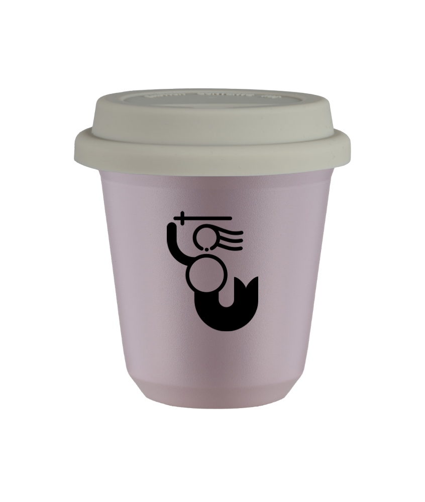 Tasse 80 ml LAVANDE "WARSZAWSKA SYRENKA (noir)", avec couvercle blanc