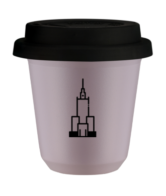 Tasse 80 ml LAVANDE "Pałac kultury i nauki", avec couvercle noir Tasse 80 ml LAVANDE "Pałac kultury i nauki", avec couvercle noir