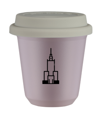 Tasse 80 ml LAVANDE "Pałac kultury i nauki (noir)", avec couvercle blanc Tasse 80 ml LAVANDE "Pałac kultury i nauki (noir)", avec couvercle blanc