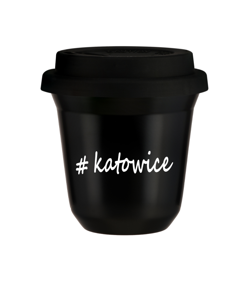 Tasse 240 ml NOIR "Katowice", avec couvercle noir