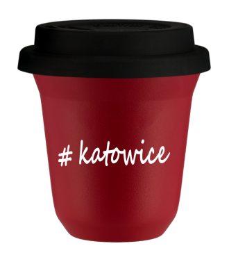 Tasse 240 ml ROUGE "Katowice", avec couvercle noir Tasse 240 ml ROUGE "Katowice", avec couvercle noir