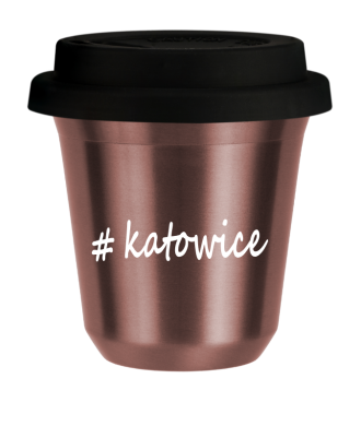 Tasse 150 ml OR ROSE "Katowice", avec couvercle noir Tasse 150 ml OR ROSE "Katowice", avec couvercle noir