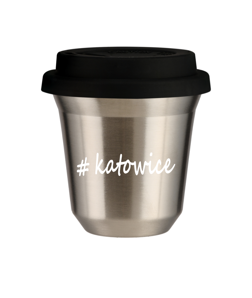 Tasse 240 ml ARGENT "Katowice", avec couvercle noir Tasse 240 ml ARGENT "Katowice", avec couvercle noir