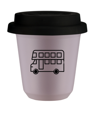 Tasse 80 ml LAVANDE "Bus (noir)", avec couvercle noir Tasse 80 ml LAVANDE "Bus (noir)", avec couvercle noir