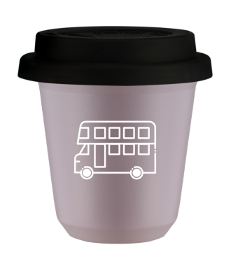 Tasse 80 ml LAVANDE "Bus (blanc)", avec couvercle noir Tasse 80 ml LAVANDE "Bus (blanc)", avec couvercle noir