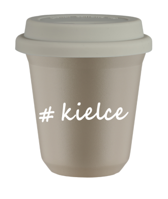 Tasse 150 ml BEIGE "Kielce", avec couvercle blanc Tasse 150 ml BEIGE "Kielce", avec couvercle blanc